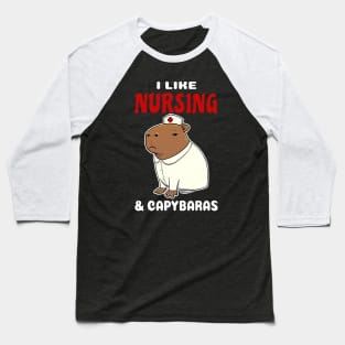 I Like Nursing and Capybaras Cartoon Baseball T-Shirt